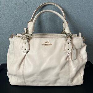 White leather coach purse